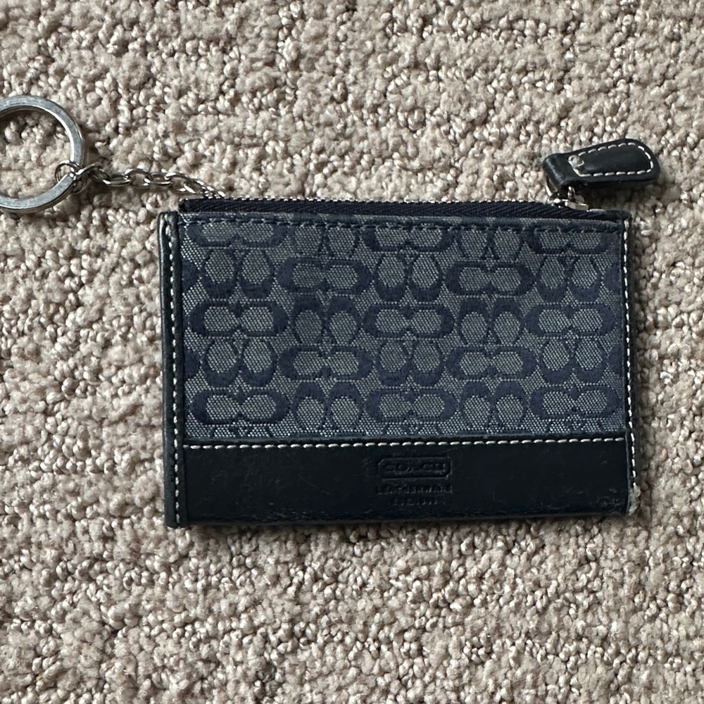Coach Black and Gray Signature Keychain Pouch